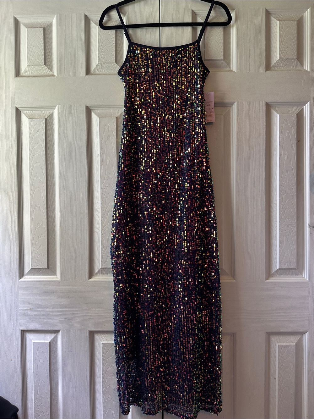wild fable Navy blue Sequin Maxi Slip Dress with Multicolor Sparkle